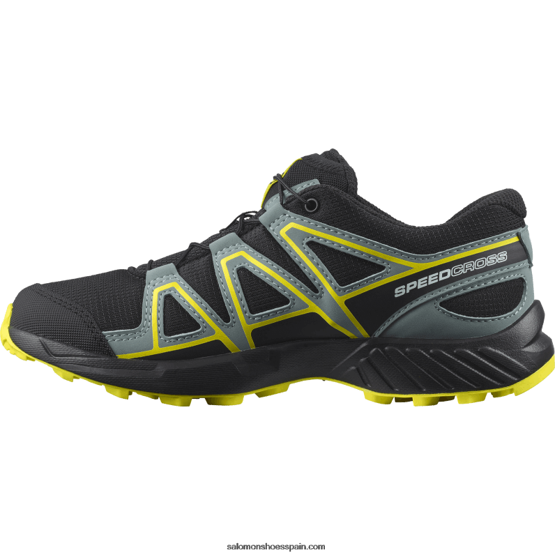 junior - zapatos para niños - speedcross Salomon 00B0PZ1351 negro/prímula