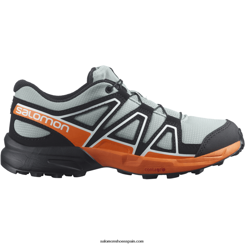 junior - zapatos para niños - speedcross Salomon 00B0PZ1352 hierro forjado/negro/naranja vibrante