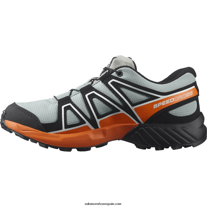 junior - zapatos para niños - speedcross Salomon 00B0PZ1352 hierro forjado/negro/naranja vibrante