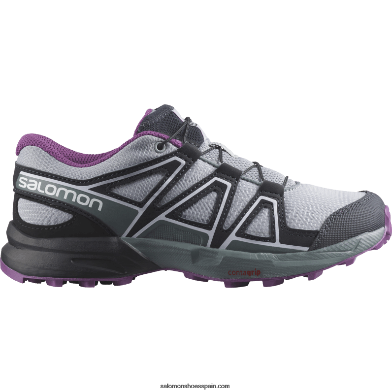 junior - zapatos para niños - speedcross Salomon 00B0PZ1353 cantera/negro/uva espumoso