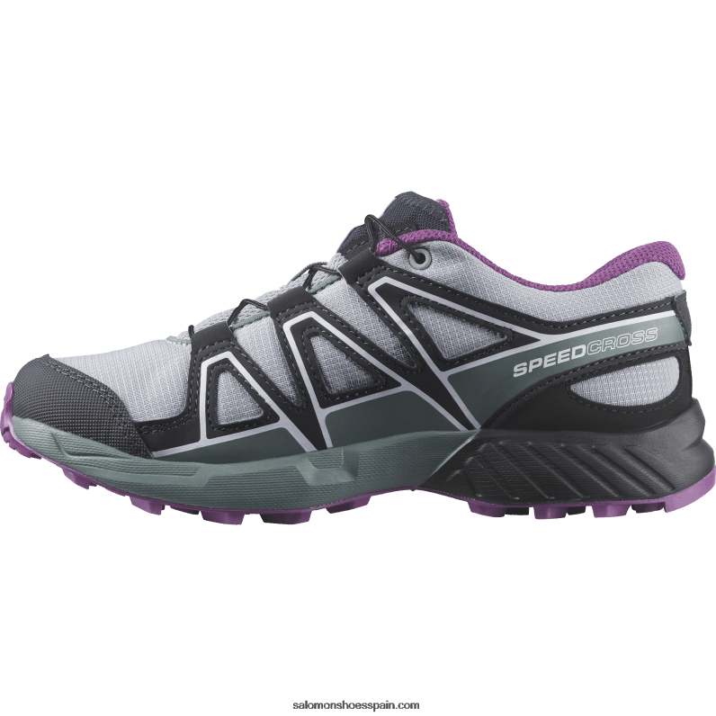 junior - zapatos para niños - speedcross Salomon 00B0PZ1353 cantera/negro/uva espumoso