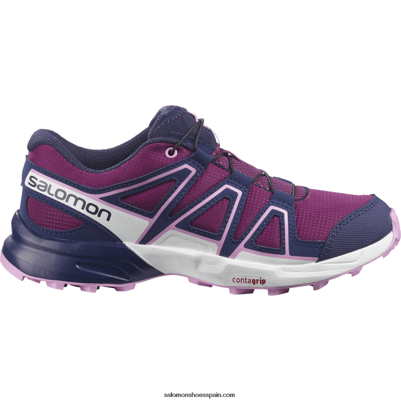 junior - zapatos para niños - speedcross Salomon 00B0PZ1355 ciruela caspia/atardecer azul/orquídea