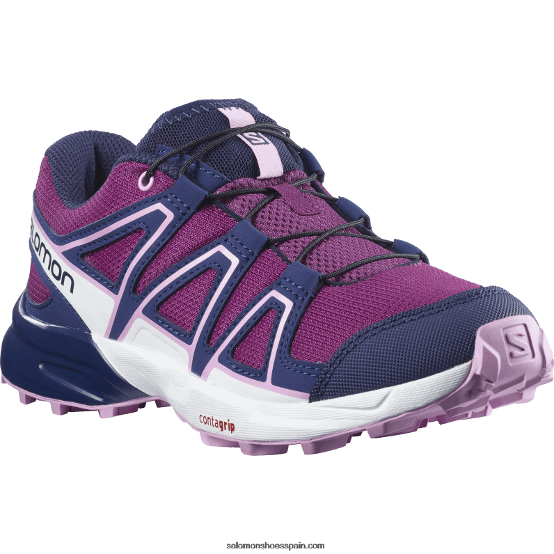 junior - zapatos para niños - speedcross Salomon 00B0PZ1355 ciruela caspia/atardecer azul/orquídea
