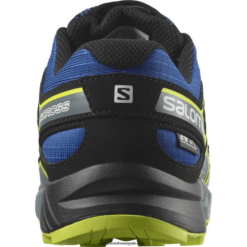 junior - zapatos para niños - speedcross clima impermeable Salomon 00B0PZ1344 azul marino/negro/lima ácida