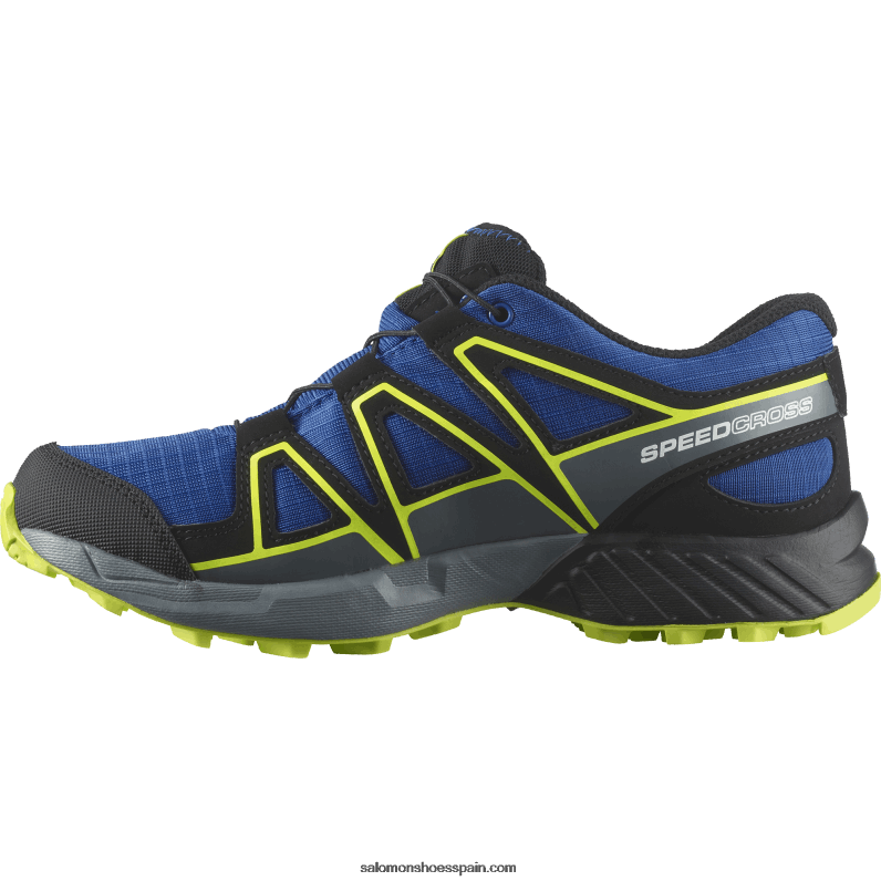 junior - zapatos para niños - speedcross clima impermeable Salomon 00B0PZ1344 azul marino/negro/lima ácida