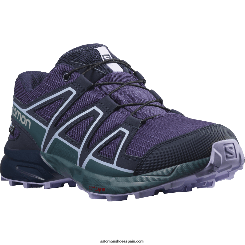 junior - zapatos para niños - speedcross clima impermeable Salomon 00B0PZ1345 uva/azul pato real/lavanda