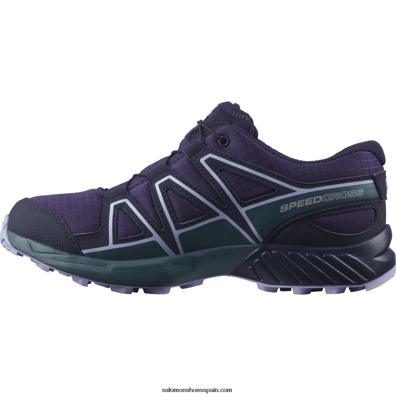 junior - zapatos para niños - speedcross clima impermeable Salomon 00B0PZ1345 uva/azul pato real/lavanda
