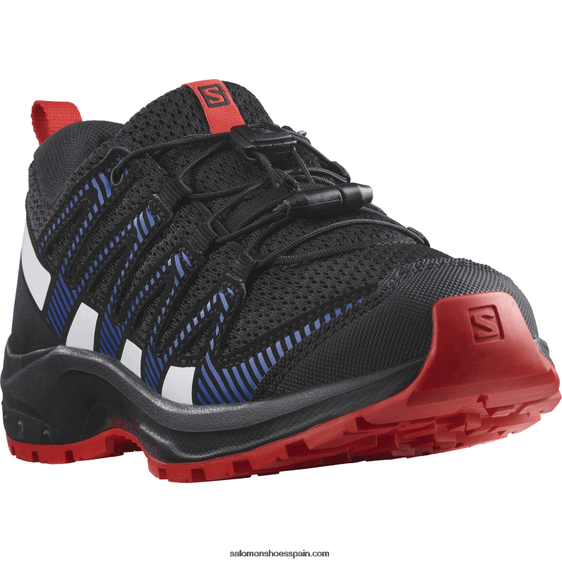 junior - zapatos para niños - xa pro v8 Salomon 00B0PZ1356 negro/azul lapislázuli/rojo fuego