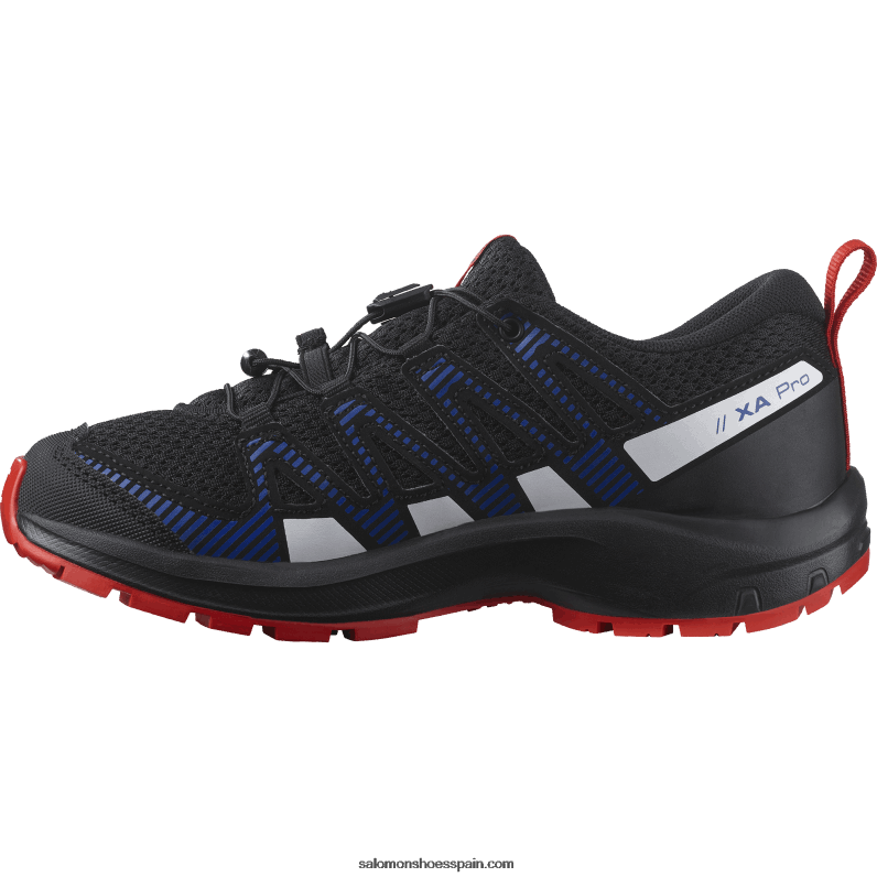junior - zapatos para niños - xa pro v8 Salomon 00B0PZ1356 negro/azul lapislázuli/rojo fuego