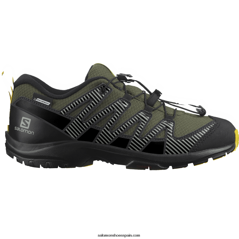 junior - zapatos para niños - xa pro v8 clima waterproof Salomon 00B0PZ1362 oliva noche/negro/azufre